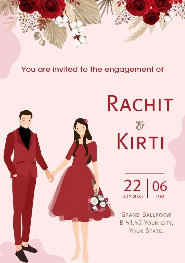 english indian wedding card