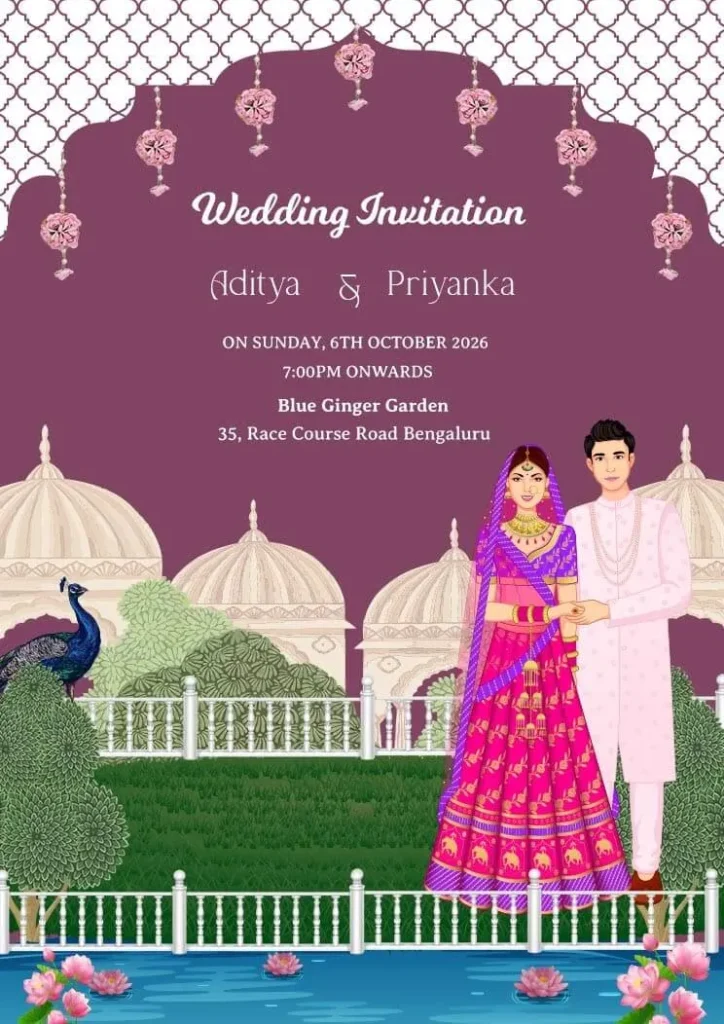 Wedding Card in English in Indian Style