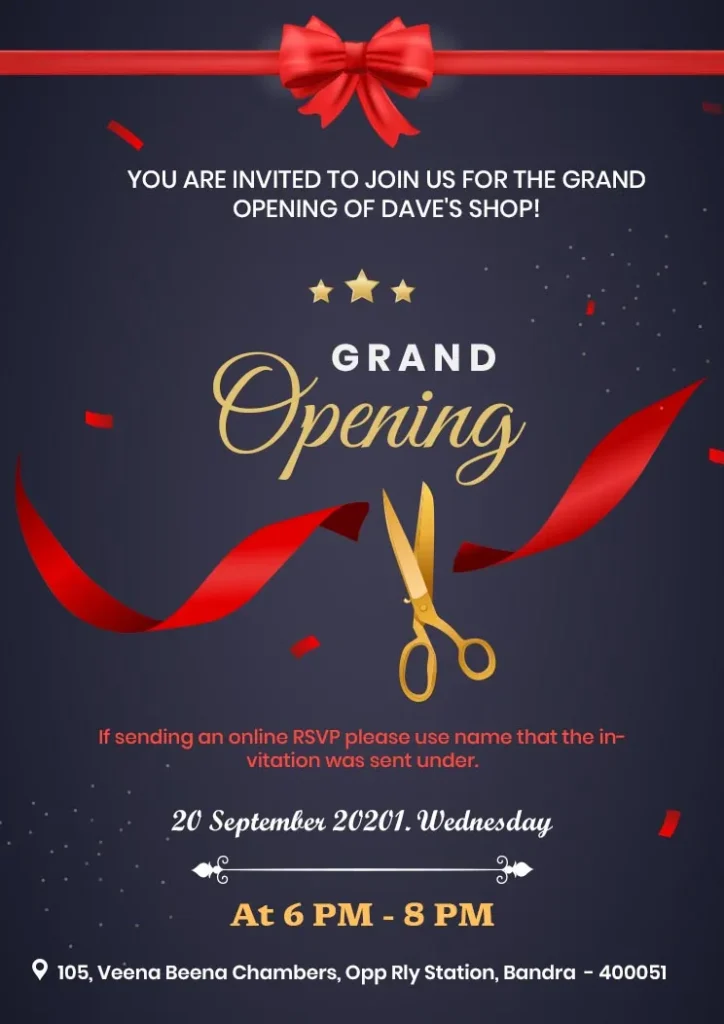 Opening Ceremony Invitation Card: A Perfect Way to Set the Tone