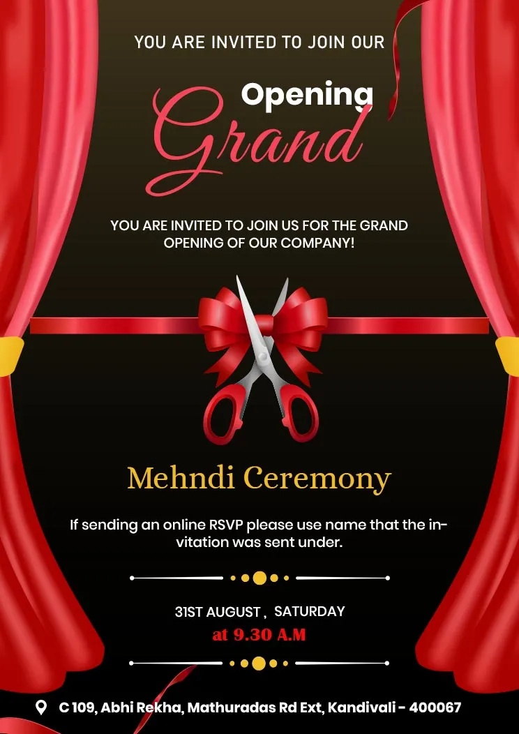 Grand Opening Ceremony Invitation Card Template