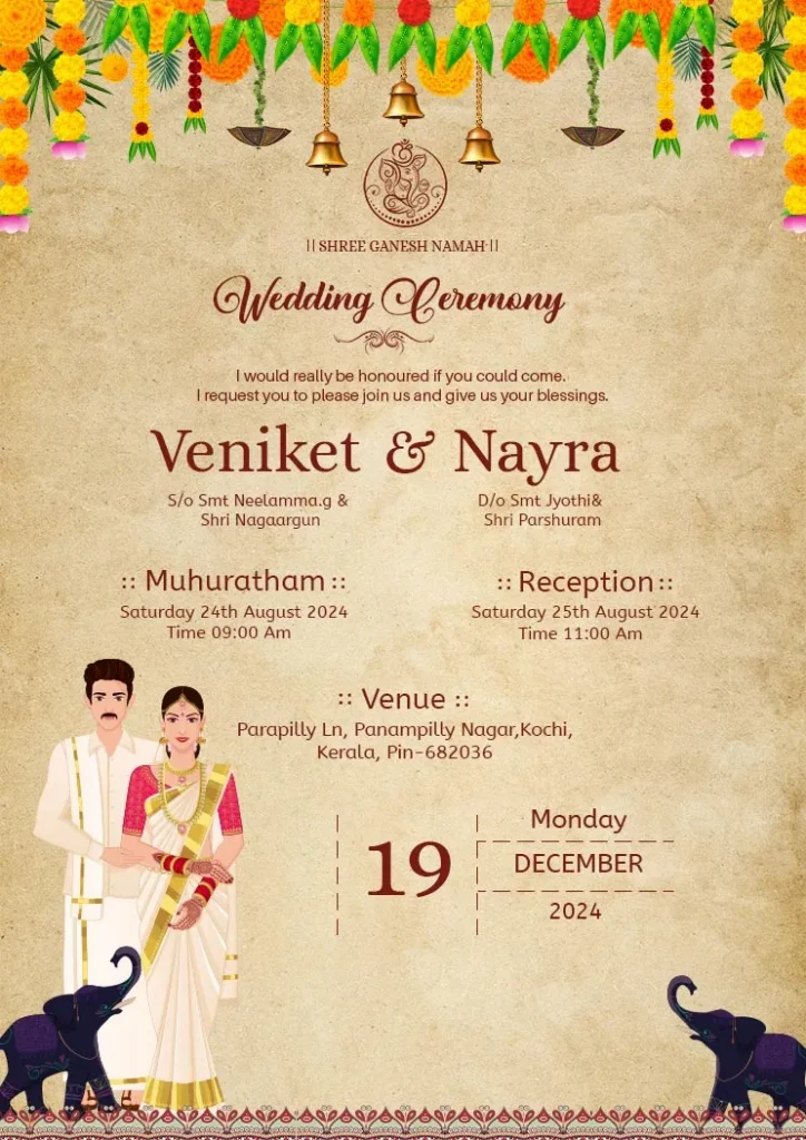 South Indian Wedding Invitation Templates Free