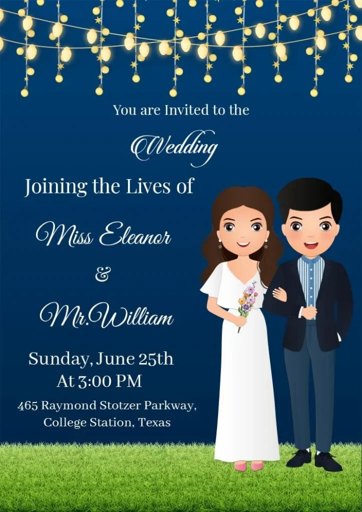 caricature wedding invitation