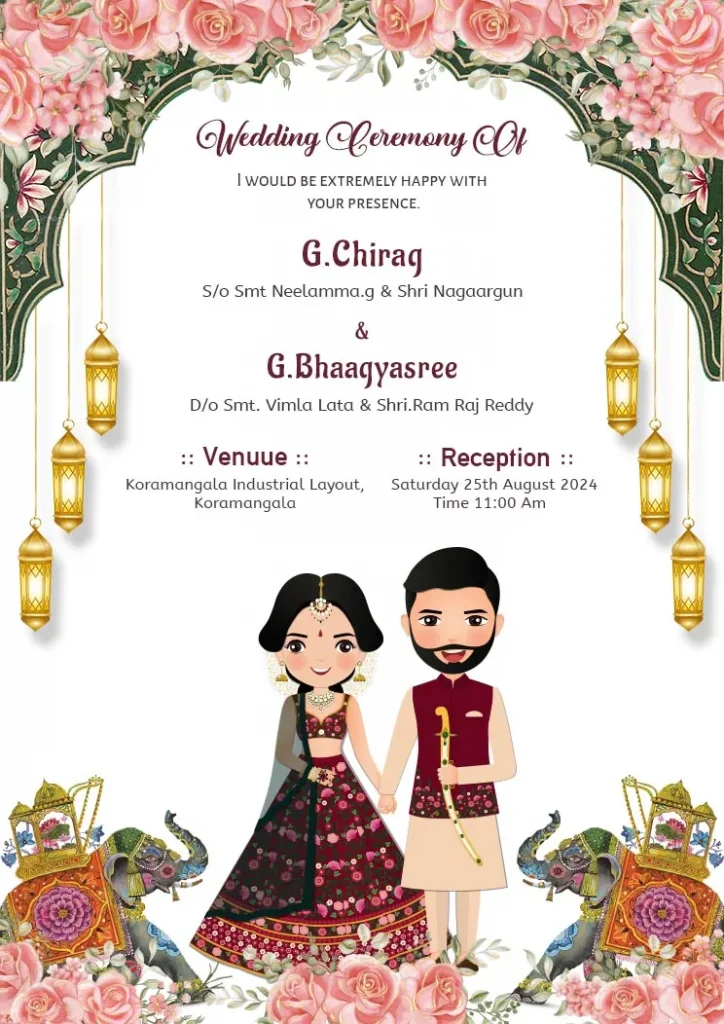 wedding invitation card in english