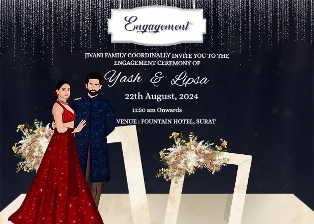 Quirky Indian Wedding Invitations - Ring Ceremony / Engagement - Cute  Couple Collection