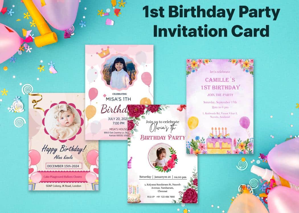 1st birthday party invitation card