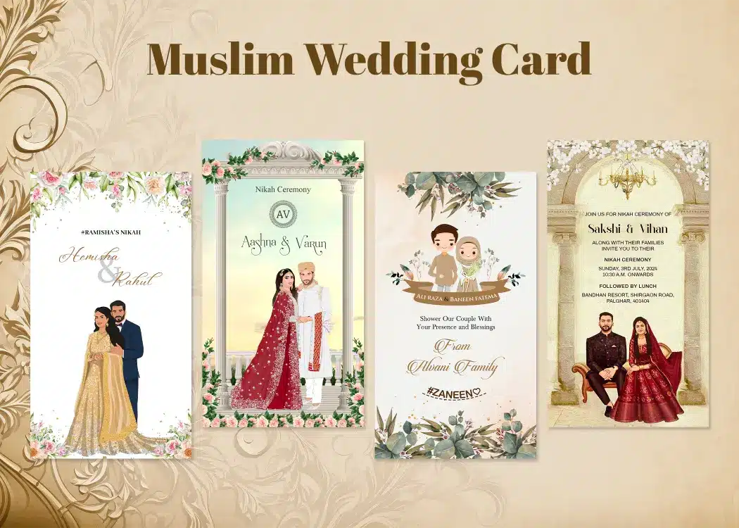 Muslim Shadi Card Very Nice and Simple Cdr with Fonts