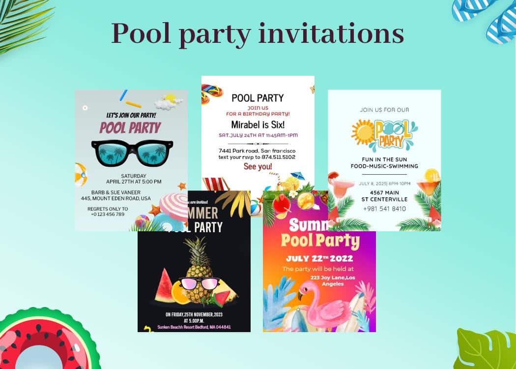 Best Pool Party Invitation Card Template