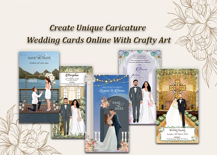 Create Unique Caricature Wedding Cards Online With Crafty Art