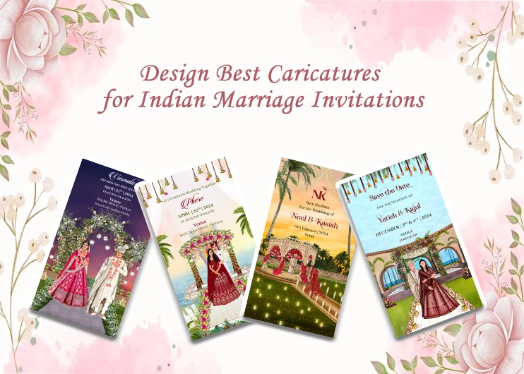 Caricatures for Indian Marriage Invitations