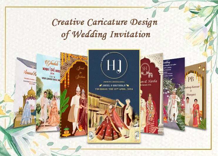 Creative Caricature Design of Wedding Invitation