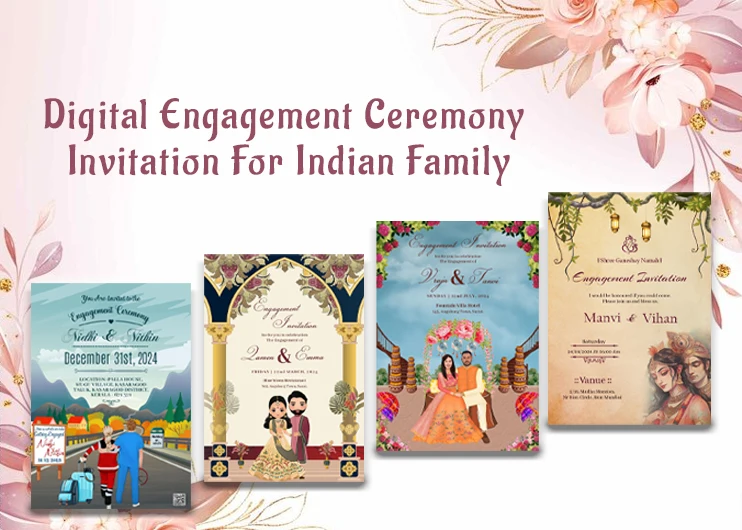 Digital Engagement Ceremony Invitation For Indian Family
